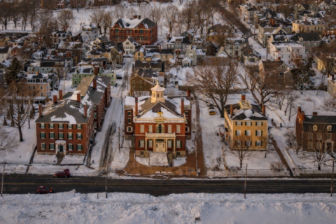 The Salem Custom House on Derby Street in winter light, Salem Massachusetts