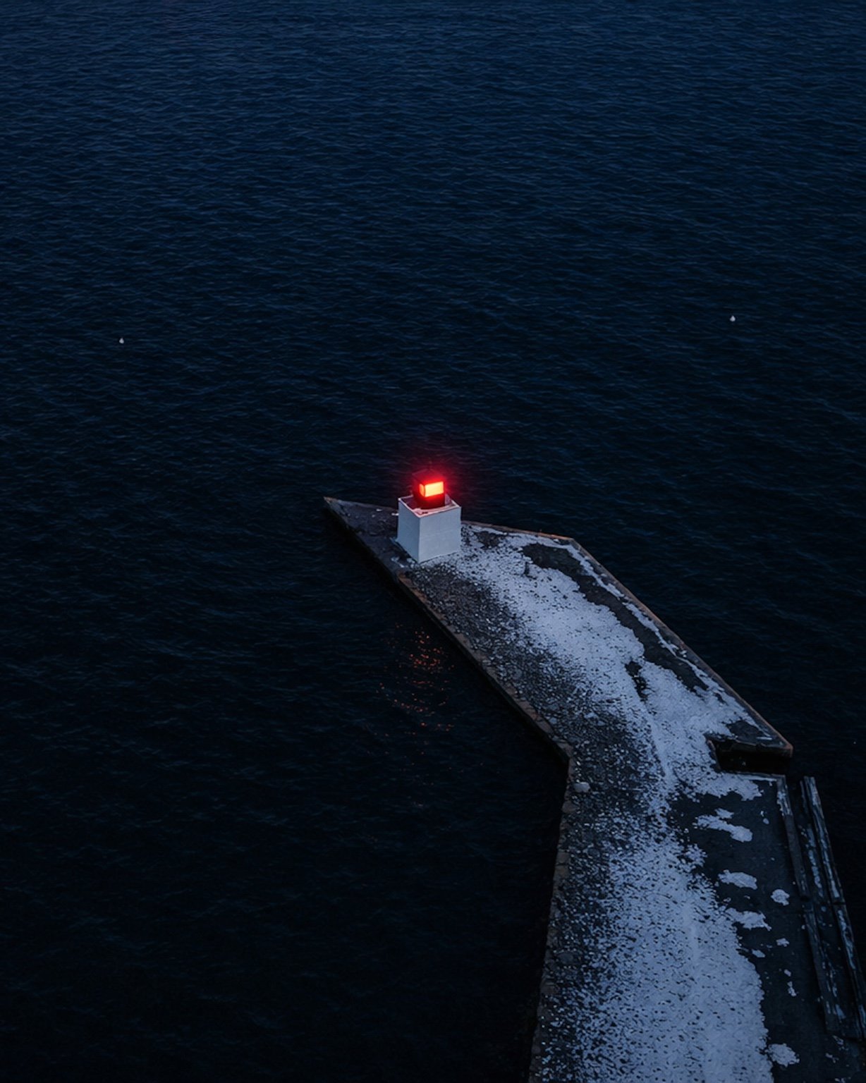 Derby Wharf Light at the end of Derby Wharf at dusk, Salem Harbor, Massachusetts