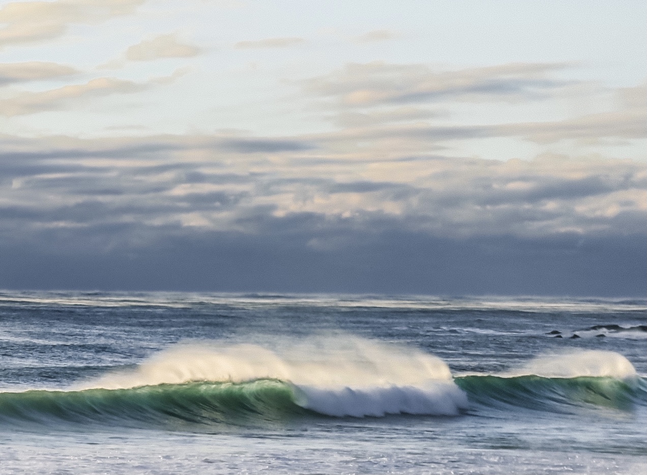 Winter wave breaking at Good Harbor Beach, Gloucester Massachusetts